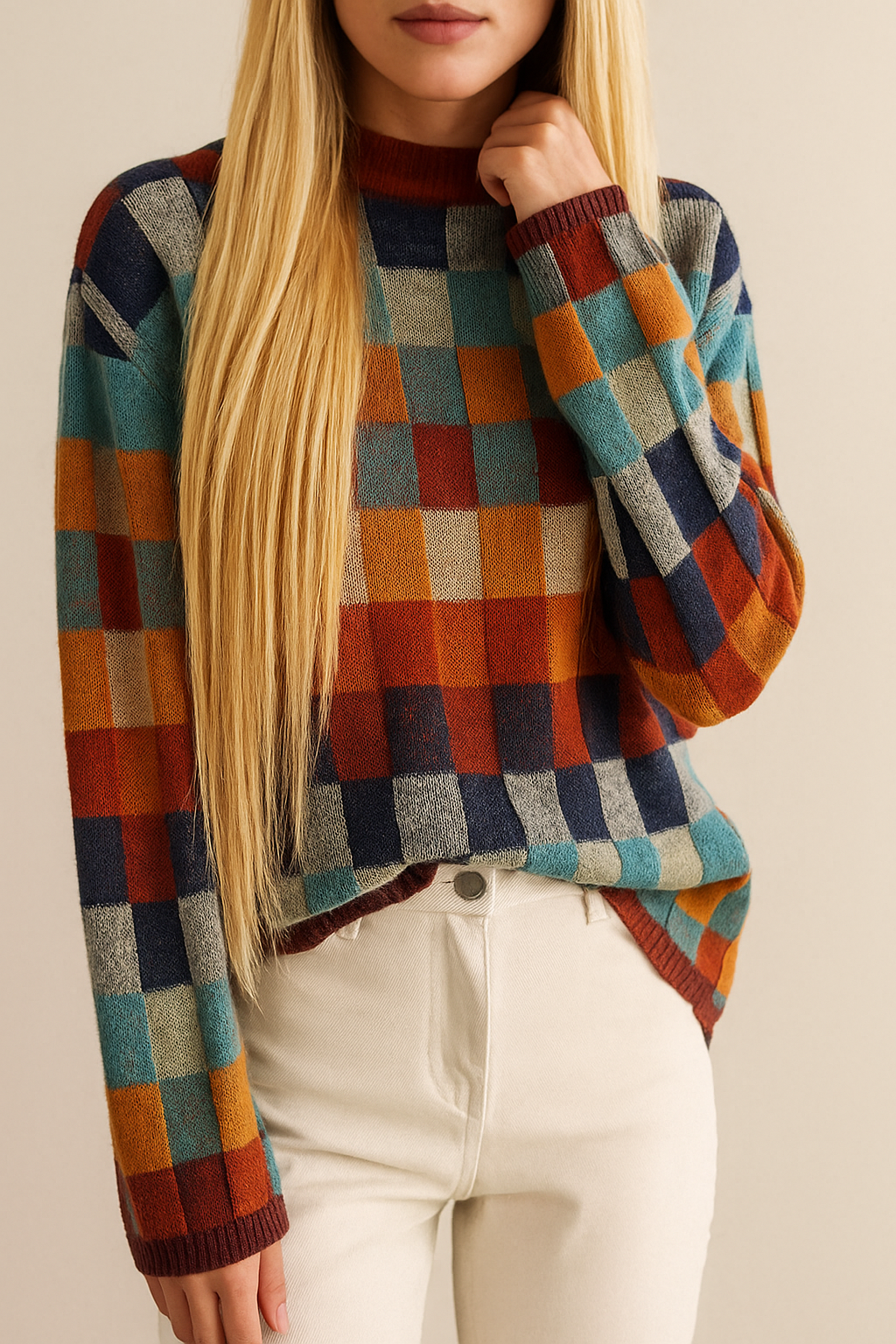 Stylowy koc z geometrycznym wzorem | Oversize