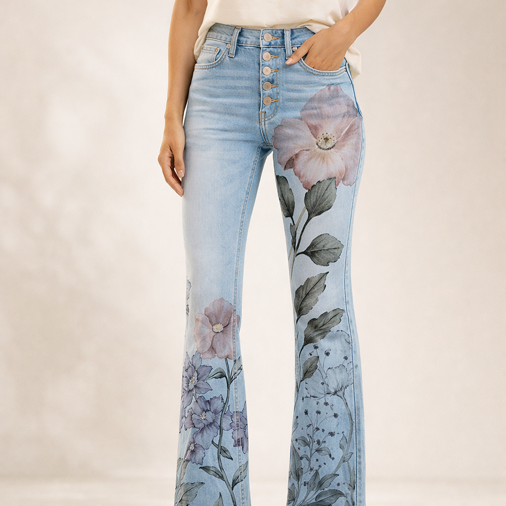 Damskie jeansy typu palazzo z zapięciem na guzik | długie