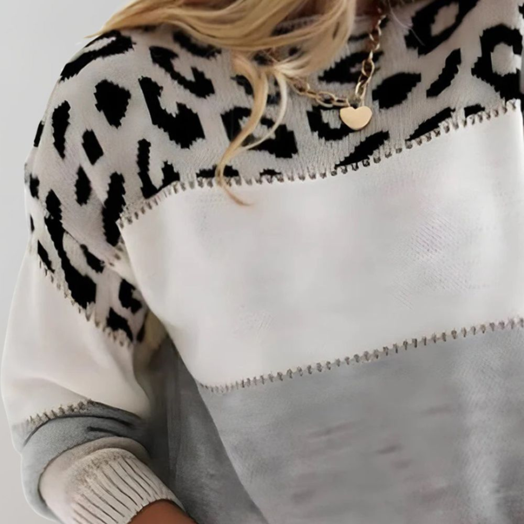Modny sweter damski z motywem panterki | Luźny styl