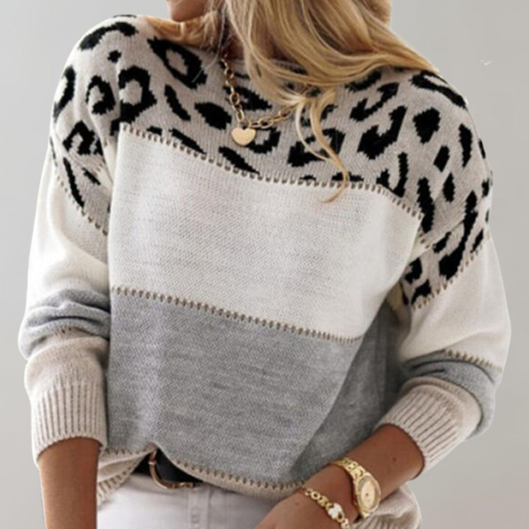 Modny sweter damski z motywem panterki | Luźny styl
