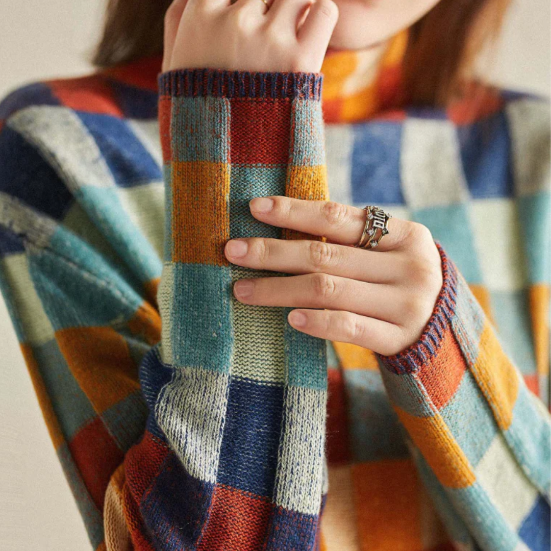 Stylowy koc z geometrycznym wzorem | Oversize