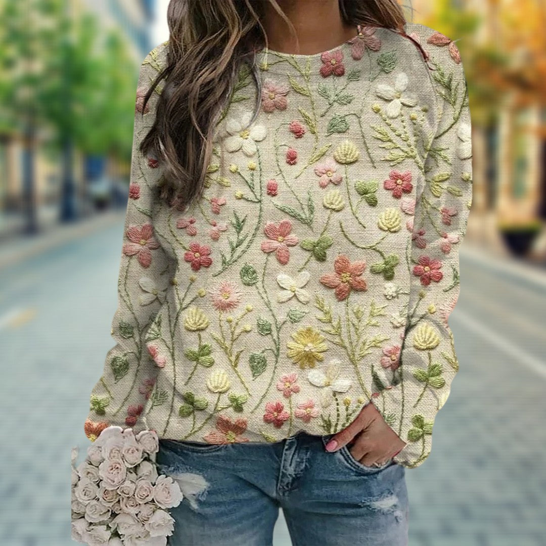 Sweter damski z kwiatowym wzorem | Nowoczesny