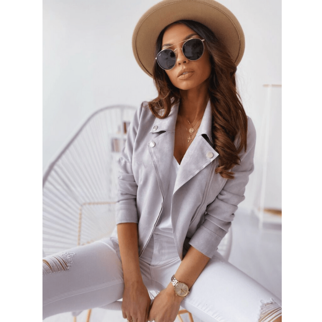 Kurtka damska z długimi rękawami i zamkiem błyskawicznym | Prosty styl