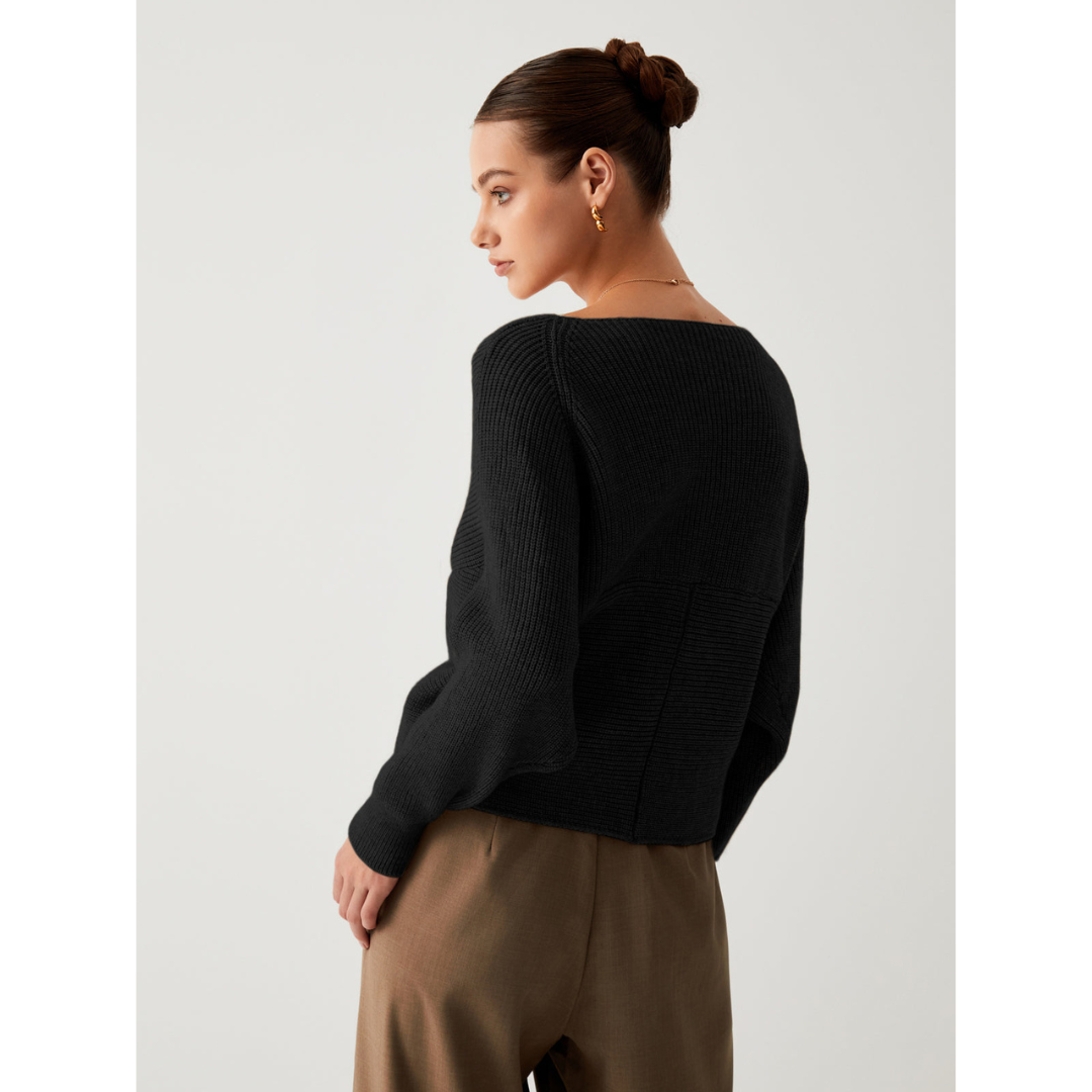 Sweter damski z dekoltem w serek | Oversize