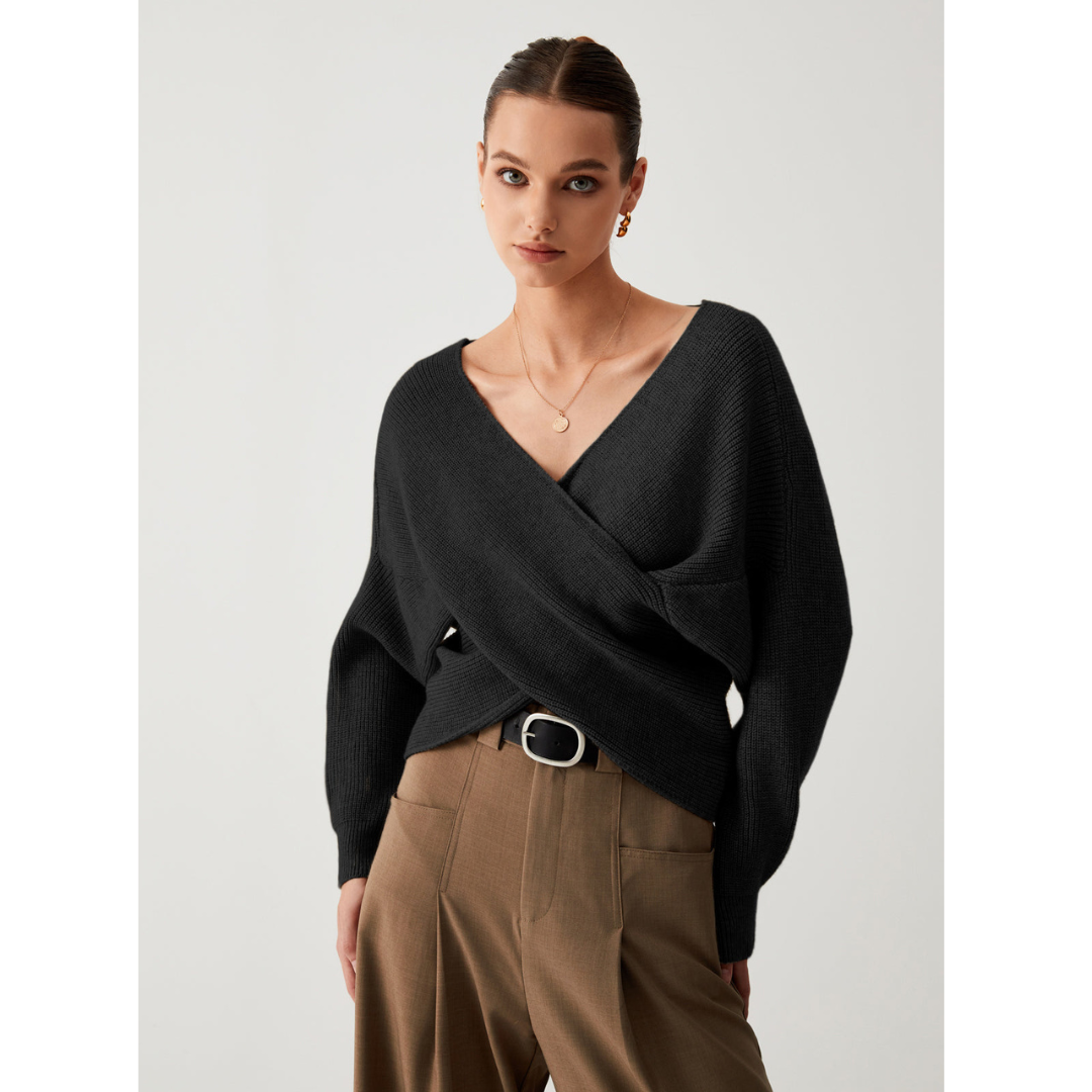 Sweter damski z dekoltem w serek | Oversize