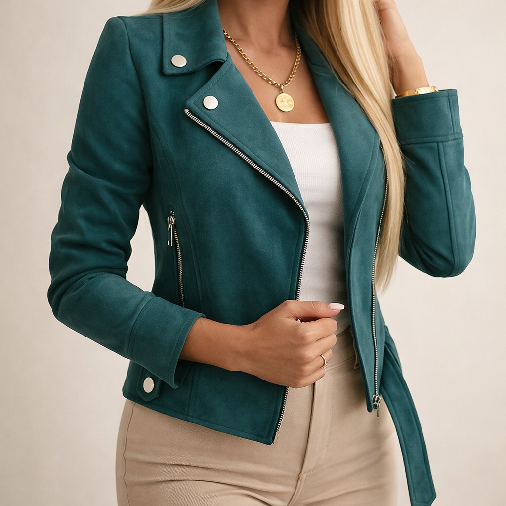 Kurtka damska z długimi rękawami i zamkiem błyskawicznym | Prosty styl