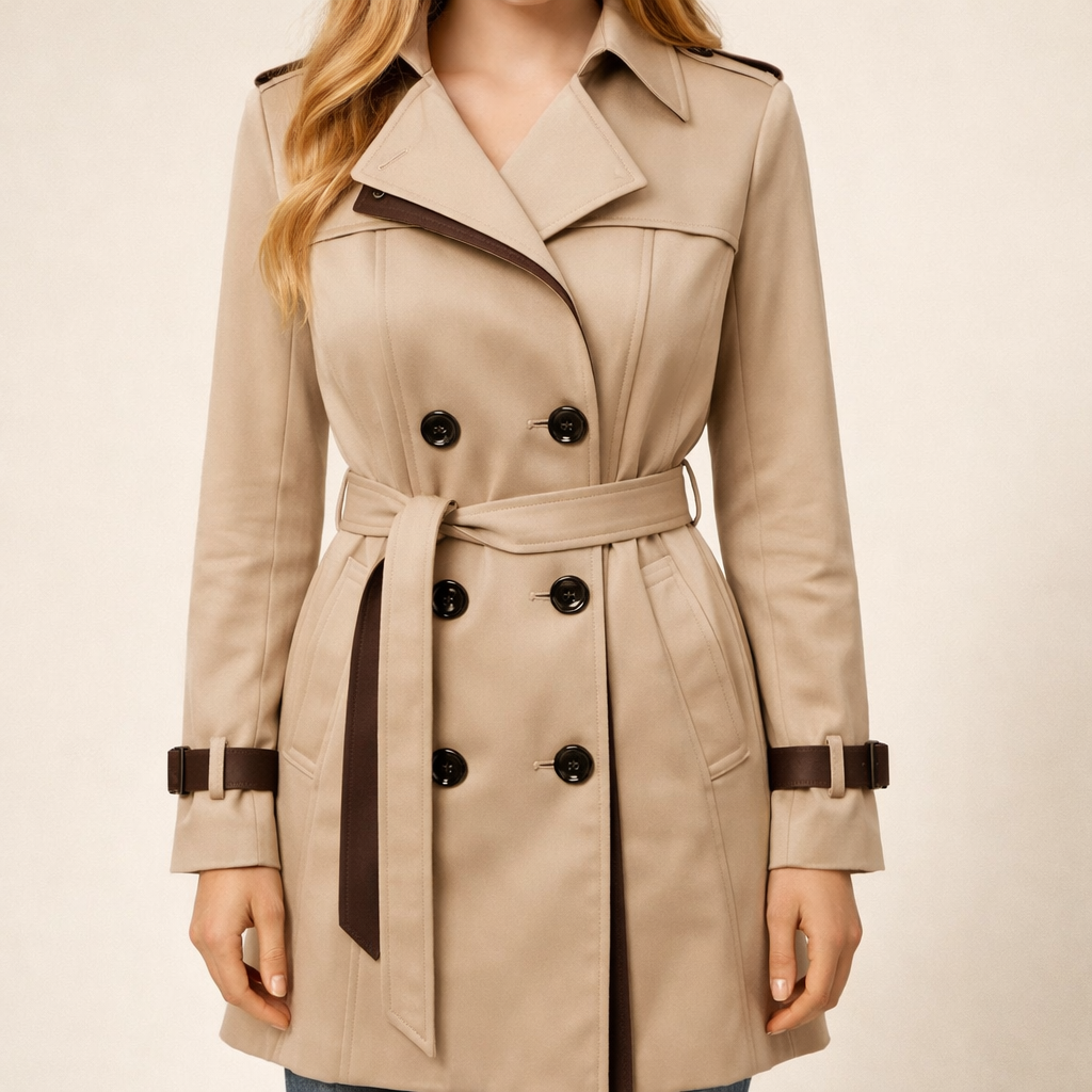 Długi płaszcz trench dla kobiet | Prosty wygląd